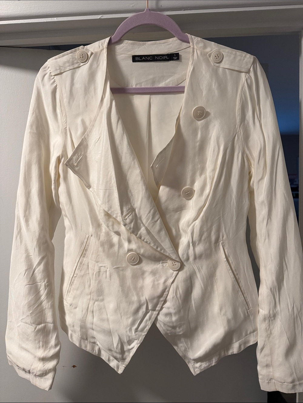 blanc noir Cream Double-Breasted Women's Blazer NWOT